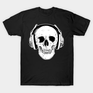 Skull Wearing Headphones T-Shirt